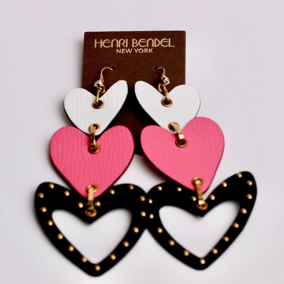 henri bendel Jewelry - Henri Bendel Leather Heart Earrings
